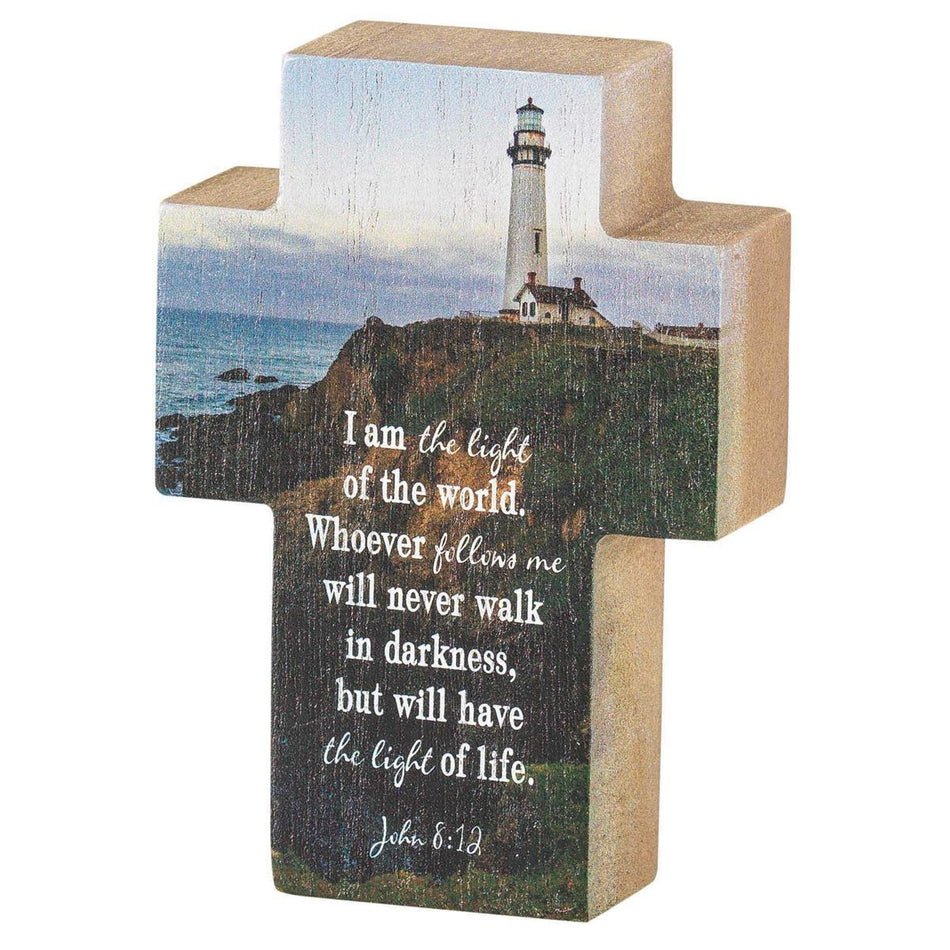 Light Of The World White Lighthouse 4 x 3 Wood Decorative Wall and Tabletop by Dicksons