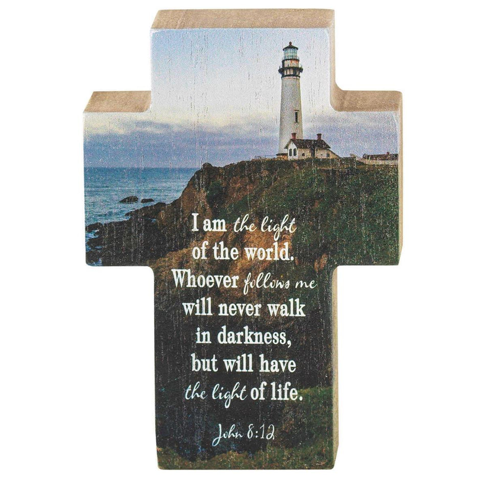 Light Of The World White Lighthouse 4 x 3 Wood Decorative Wall and Tabletop by Dicksons, product view 2