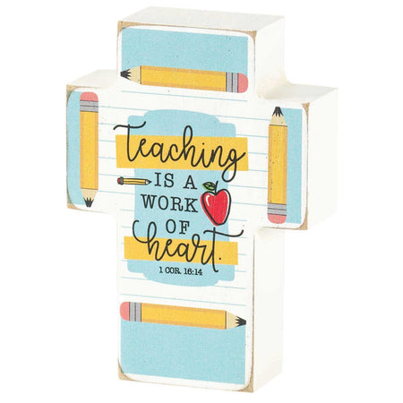 Teaching Is A Work Of Heart Yellow Pencil 4 x 3 Wood Decorative Wall by Dicksons
