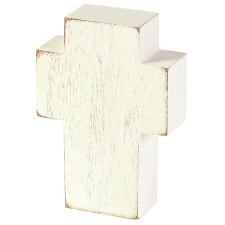 Angel's Wings Bereavement White 4 x 3 MDF Table Top Block Cross by Dicksons, product view 3