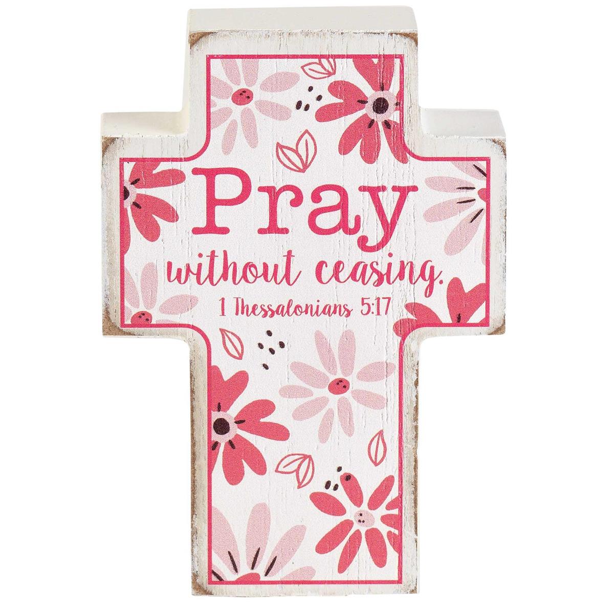 Tabletop Plaque Cross Pray Without by Dicksons, product view 2