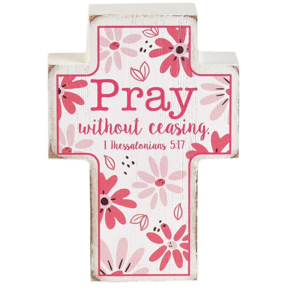 Tabletop Plaque Cross Pray Without by Dicksons, product view 2