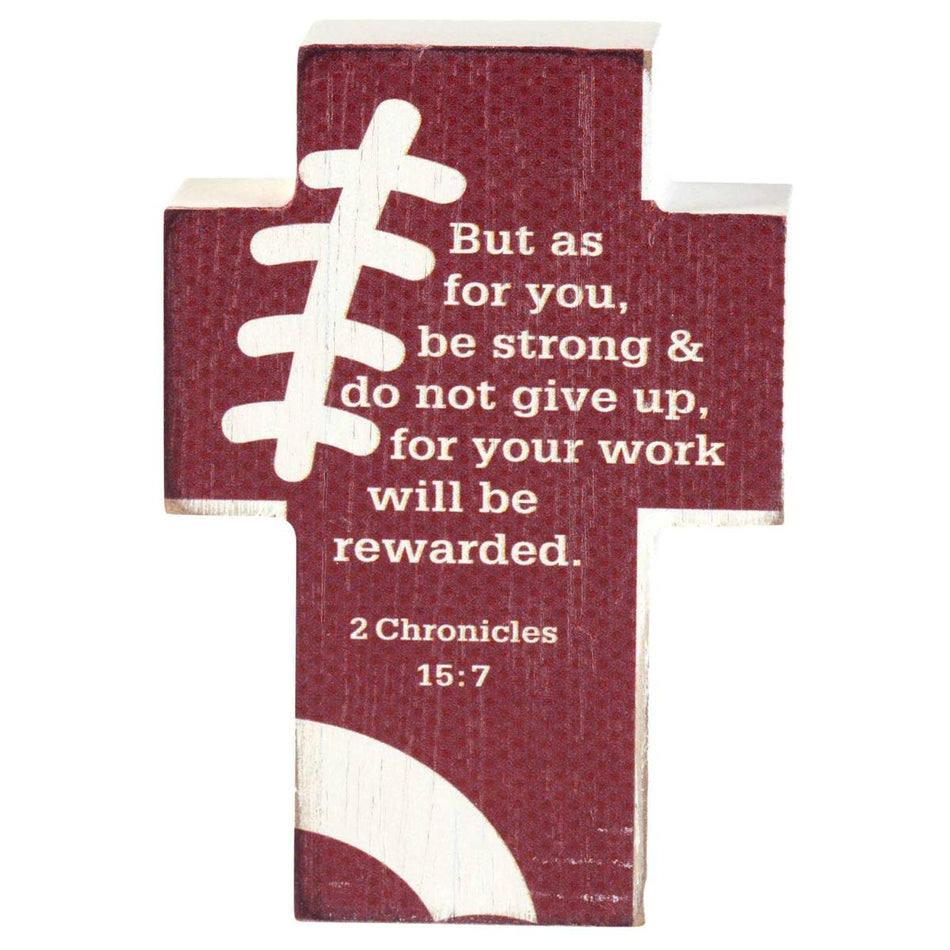 Tabletop Plaque Cross Football 2Chron.15 by Dicksons, product view 2