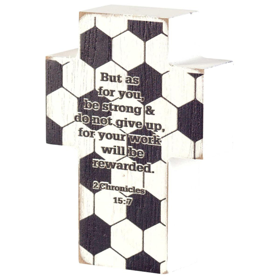Tabletop Plaque Cross Soccer 2Chron.15:7 by Dicksons