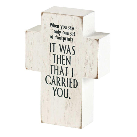 Tabletop Plaque Cross Footprints by Dicksons