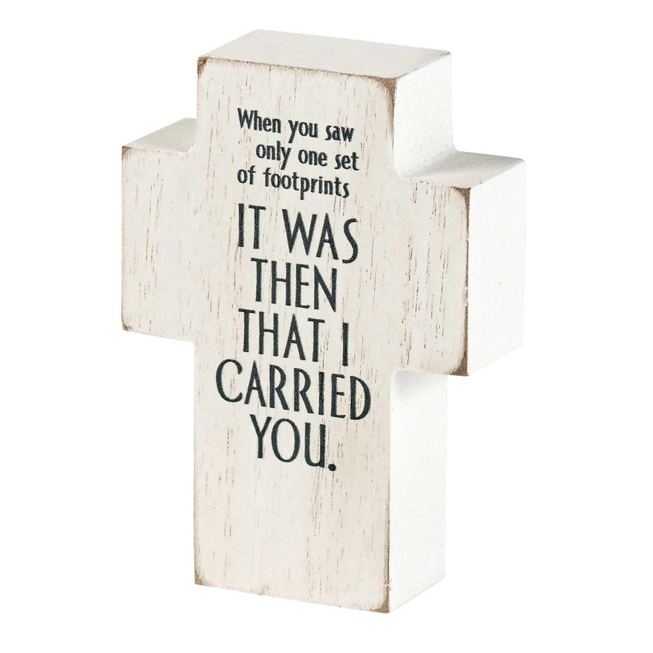 Tabletop Plaque Cross Footprints by Dicksons