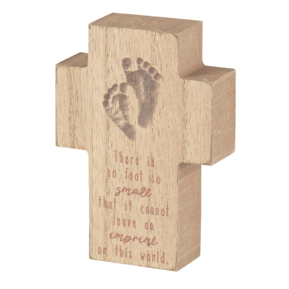No Foot So Small Natural Brown 2.75 x 4 Inch Wood Table Top Cross by Dicksons