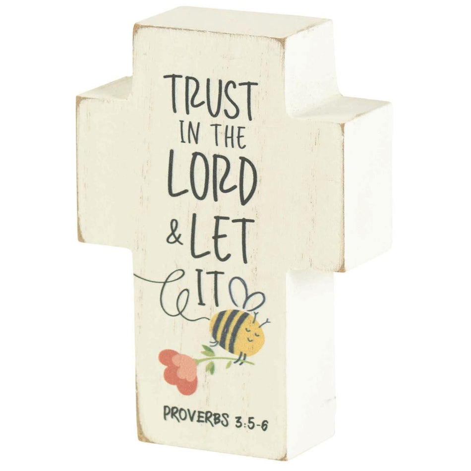 Trust and Let It Bee Punny Whimsical Design Distressed Finish White 4 x 2.75 by Dicksons