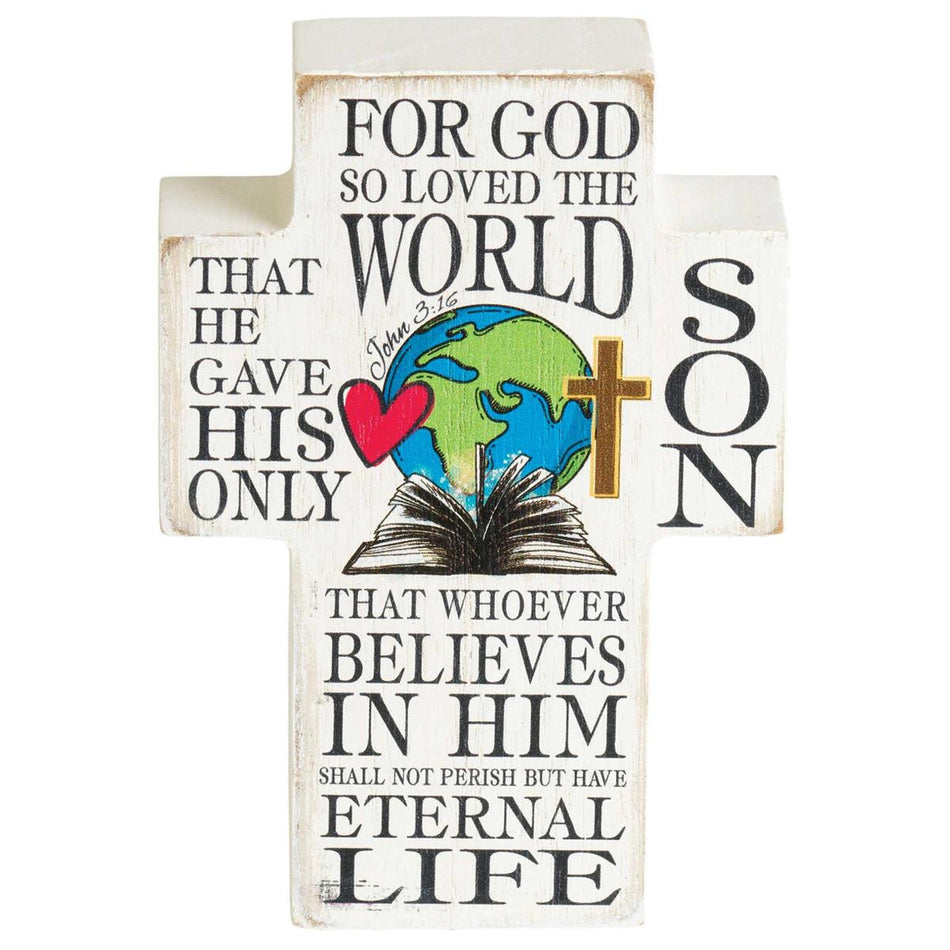 Tabletop Plaque Cross For God So 3x4 by Dicksons, product view 2