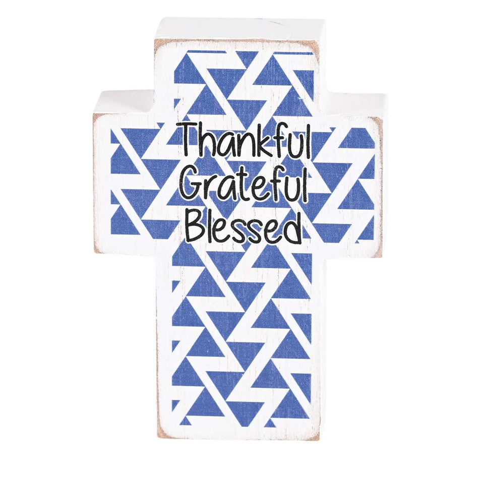 Tabletop Plaque Cross Thankful 3x4 by Dicksons, product view 2