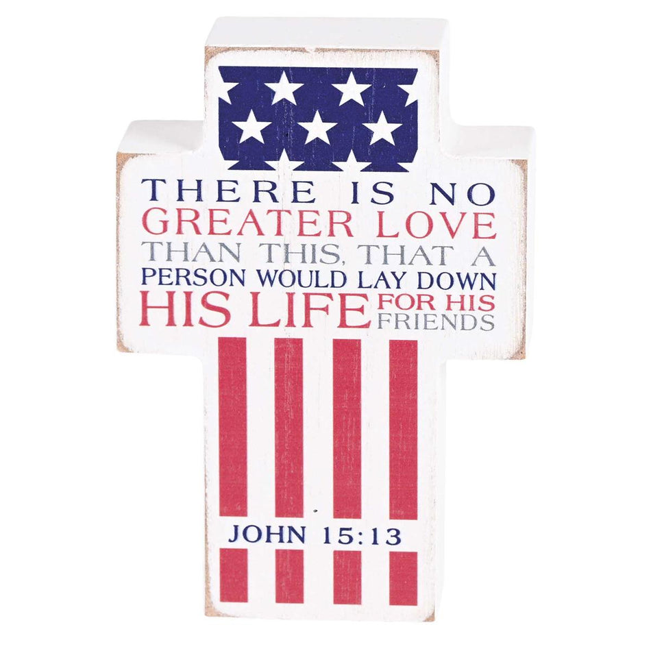 American Flag - No Greater Love - John 15:13 Red/White/Blue 3.88 x 2.75 Inch by Dicksons, product view 2