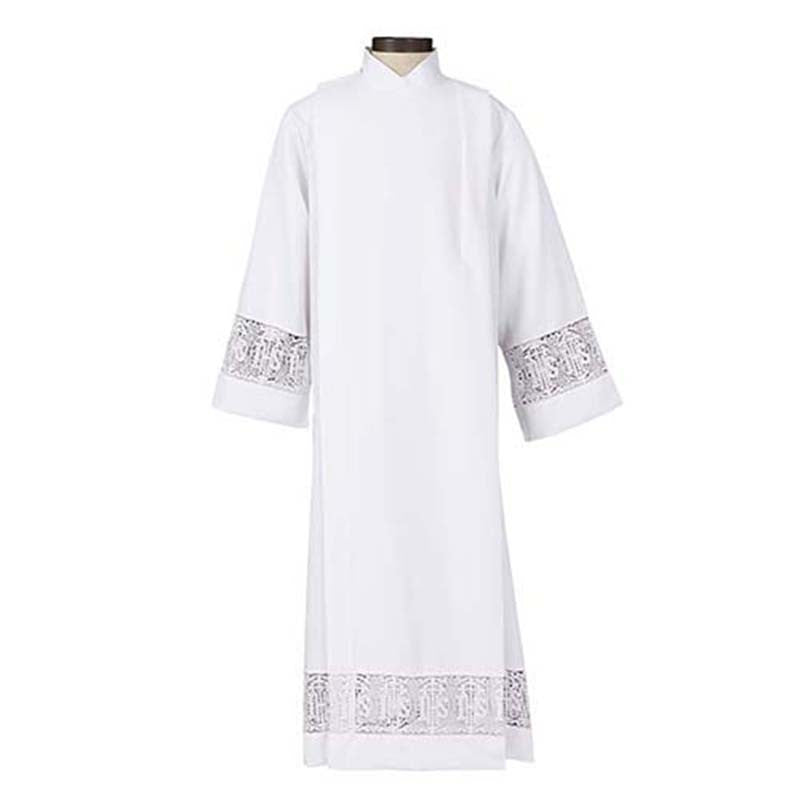Latin Cross and IHS Lace Front Wrap Alb