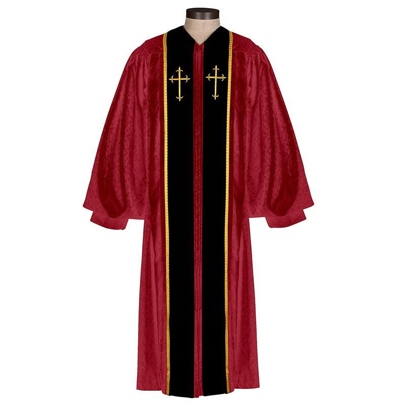 Barrister Collection Jacquard Pulpit Robe Burgundy