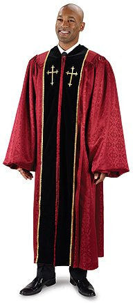 Barrister Collection Jacquard Pulpit Robe Burgundy