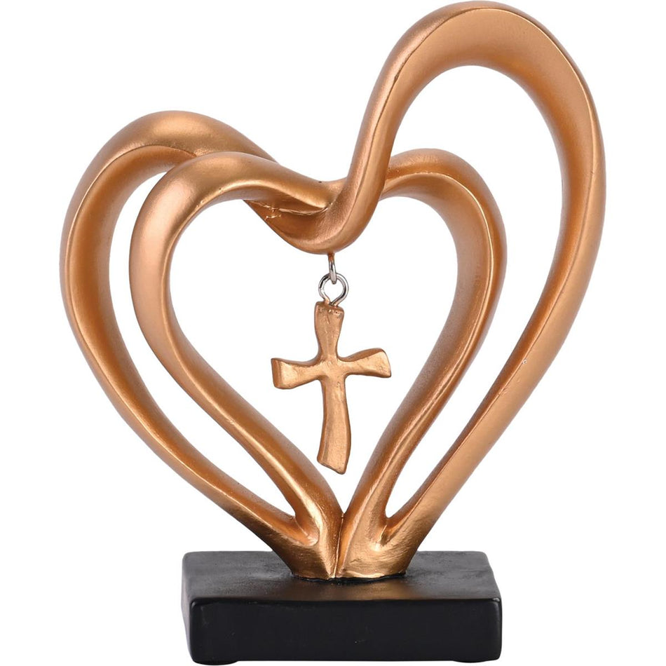 Entwined Heart Cross Figurine Copper 4.5 by Dicksons