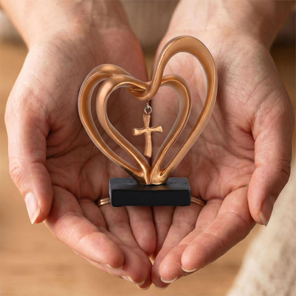 Entwined Heart Cross Figurine Copper 4.5 by Dicksons, product view 2