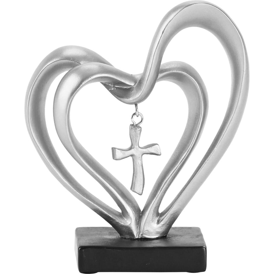 Entwined Heart Cross Figurine Silver 4.5 by Dicksons