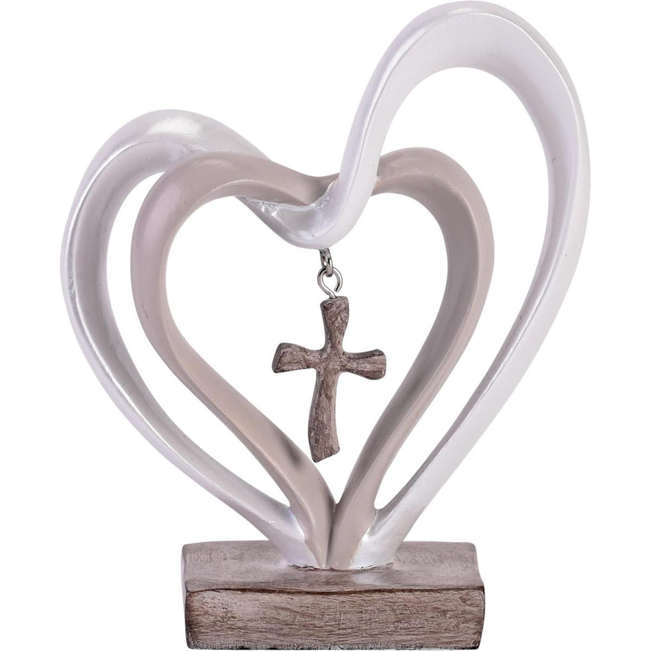 Entwined Heart Cross Figurine 2-Tone 4.5 by Dicksons