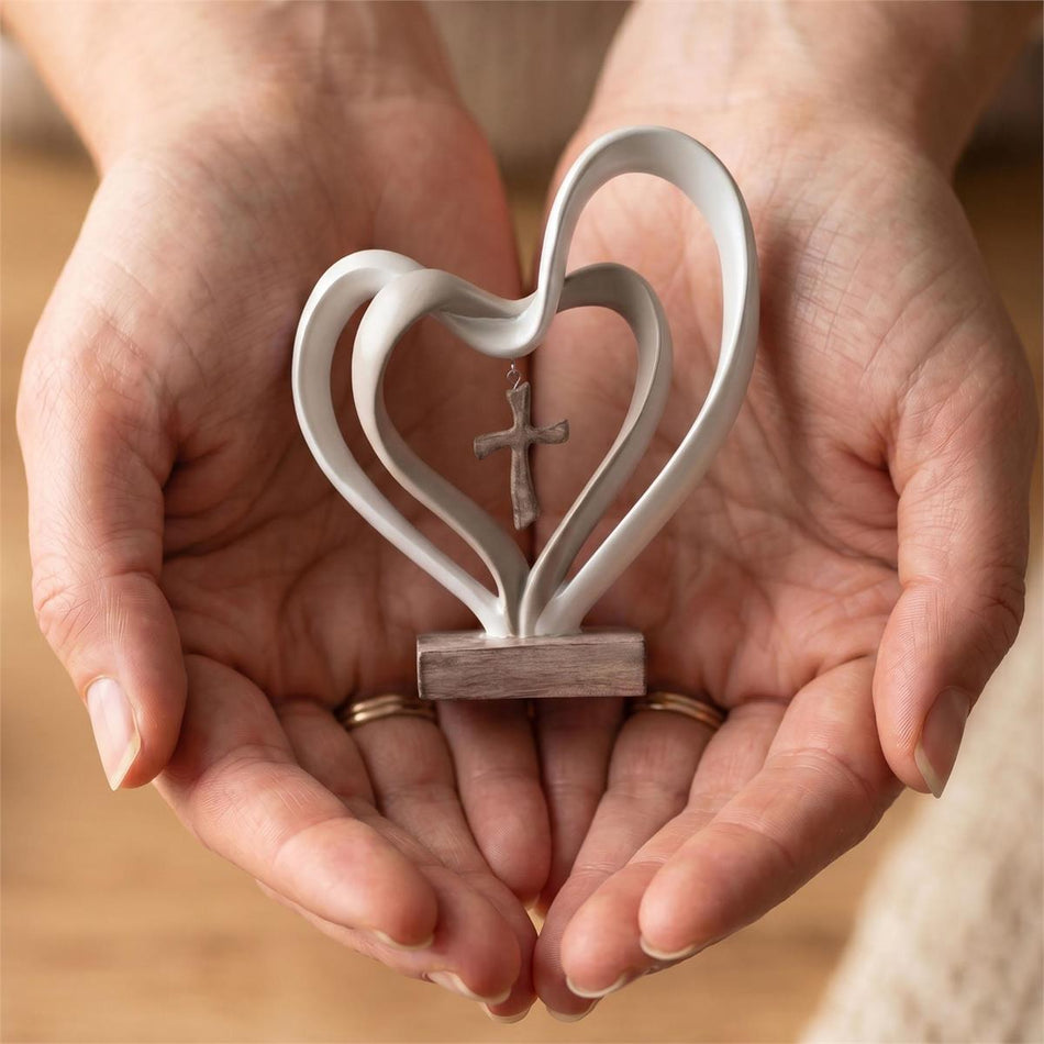 Entwined Heart Cross Figurine 2-Tone 4.5 by Dicksons, product view 2