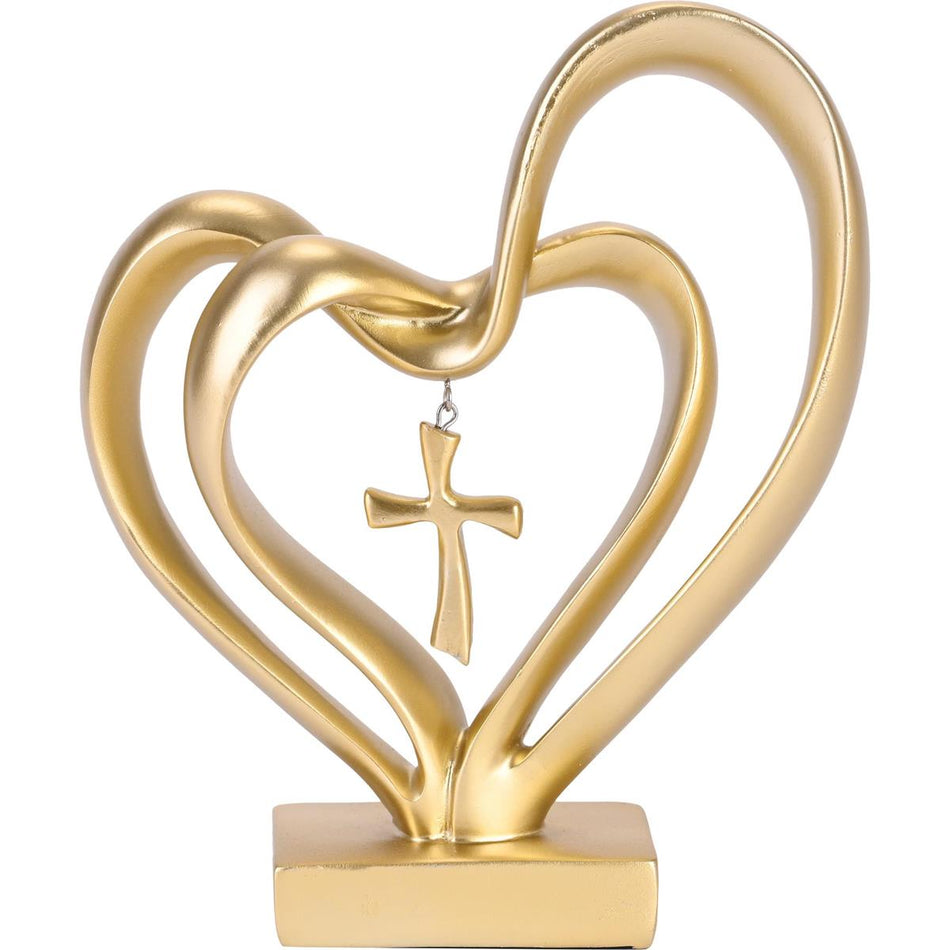 Entwined Hearts & Cross Figurine Gold by Dicksons