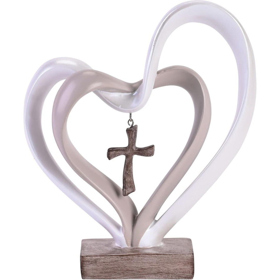 Entwined Hearts & Cross Figurine 2-Tone by Dicksons
