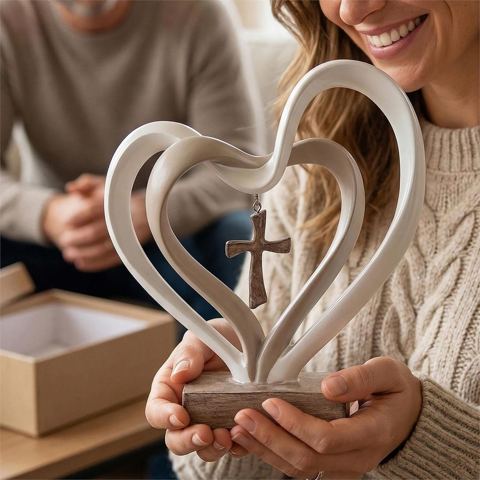 Entwined Hearts & Cross Figurine 2-Tone by Dicksons, product view 2