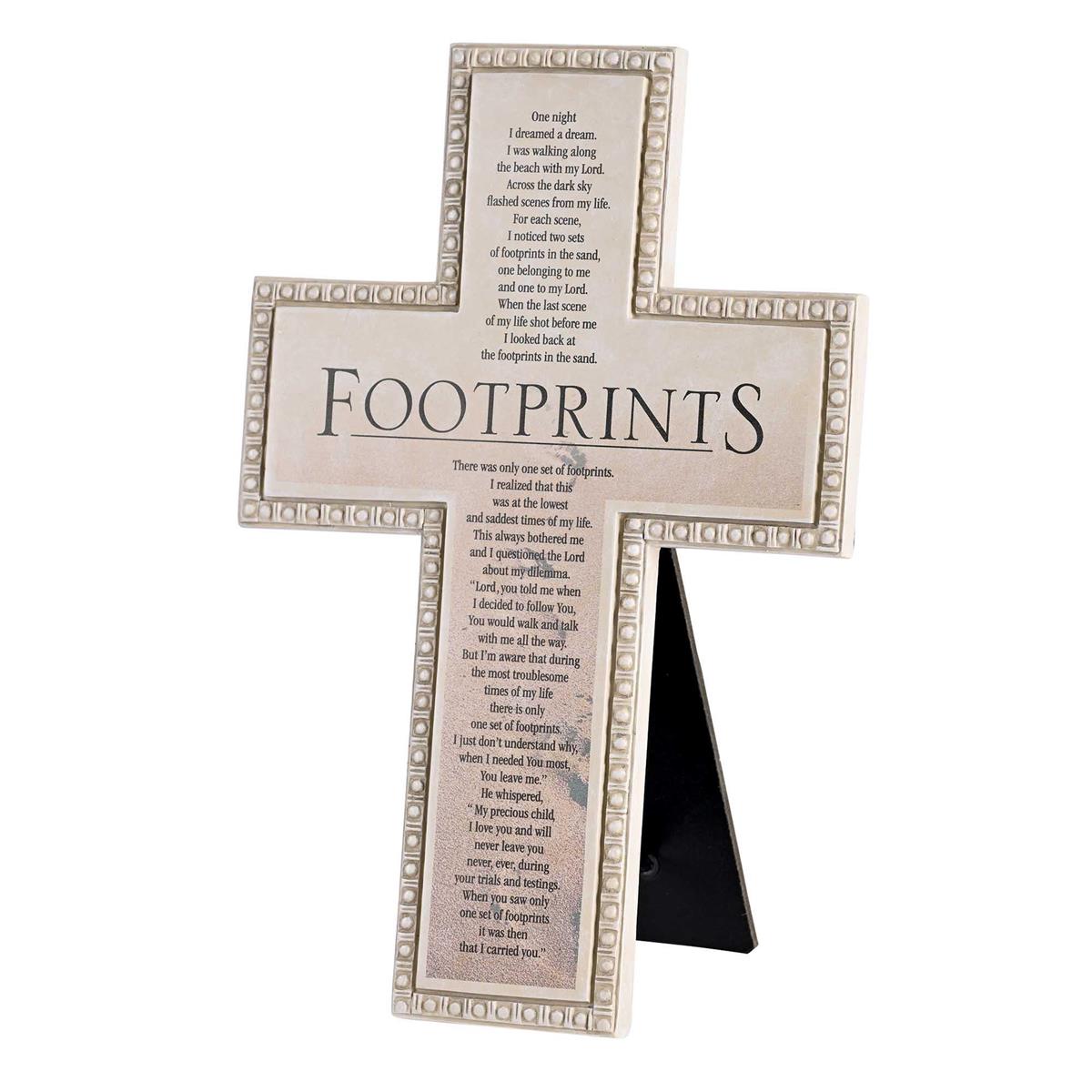 Tabletop Beaded Cross Footprints Poem by Dicksons