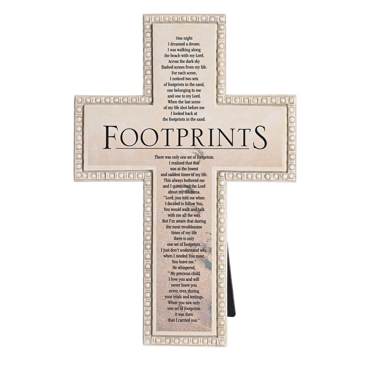 Tabletop Beaded Cross Footprints Poem by Dicksons, product view 2