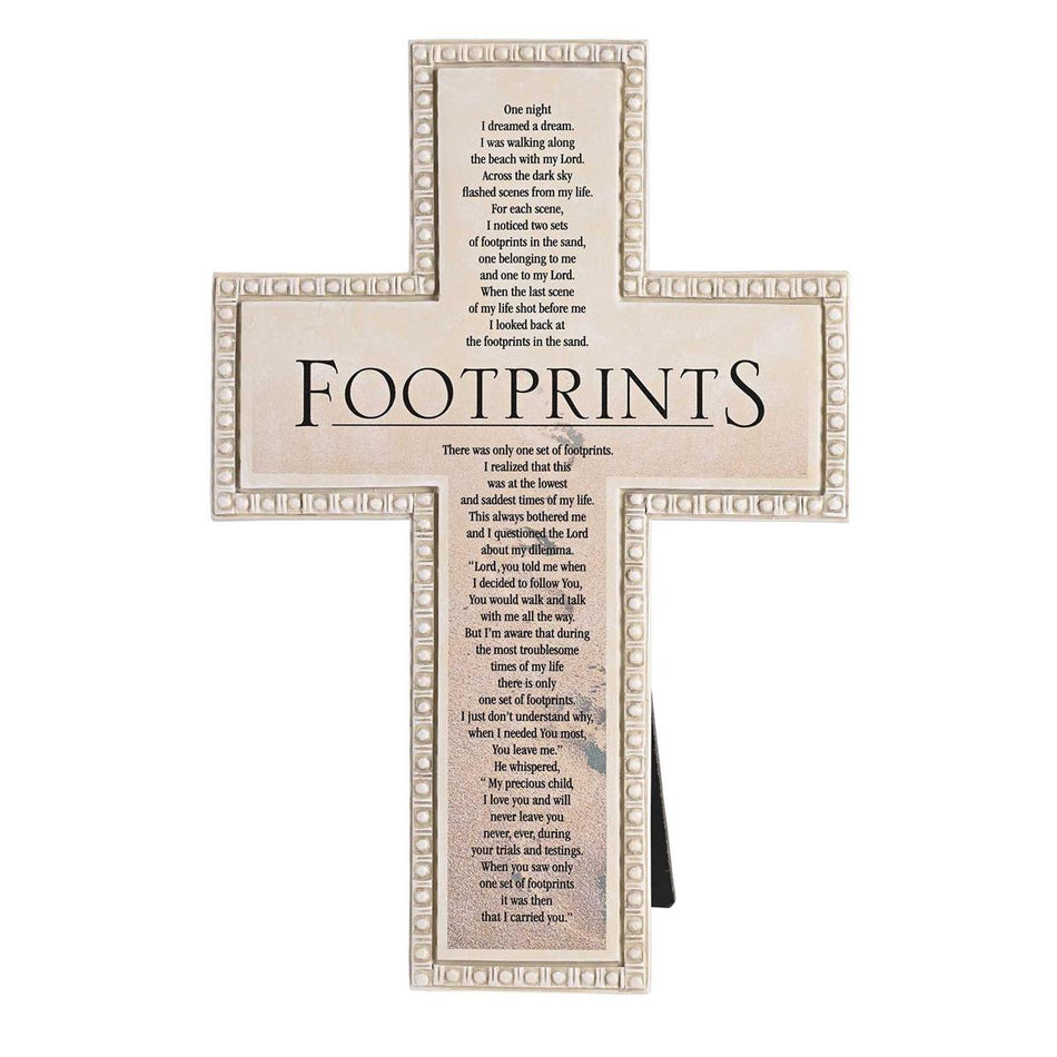 Tabletop Beaded Cross Footprints Poem by Dicksons, product view 2