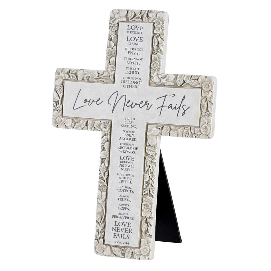 Tabletop Floral Cross Love Never Fails by Dicksons