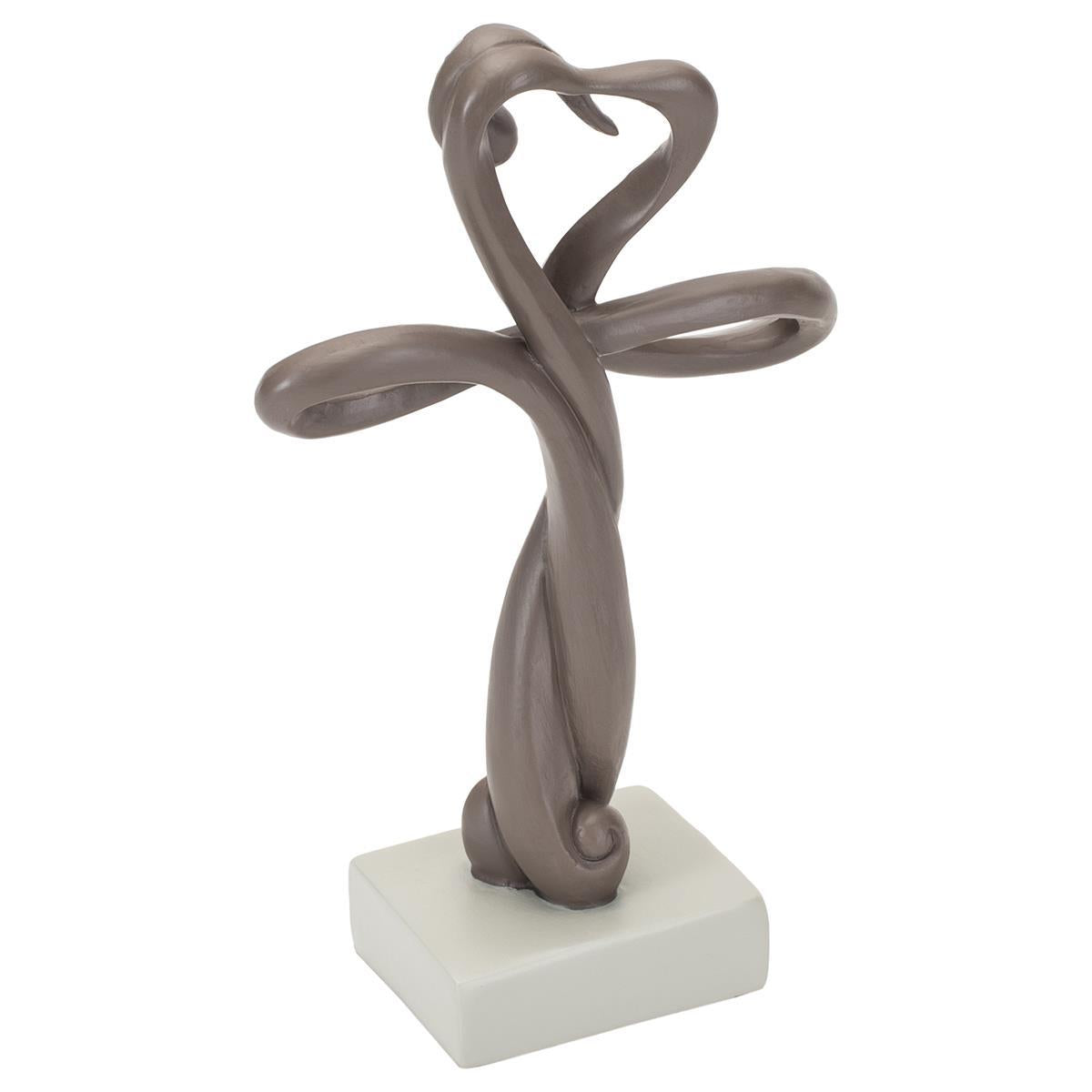 The Reunion Heart Memorial Soft Chestnut Resin Stone Tabletop Cross Figurine by Dicksons, product view 4