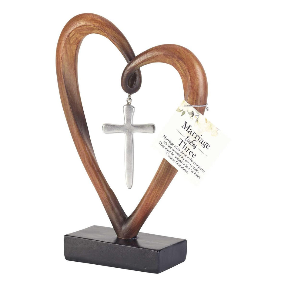 Tabletop Figurine Heart Silver Cross by Dicksons