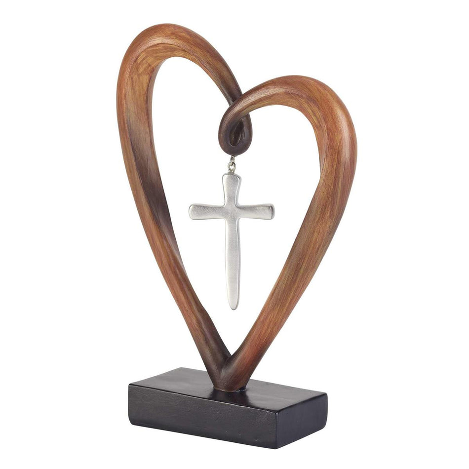 Tabletop Figurine Heart Silver Cross by Dicksons, product view 2