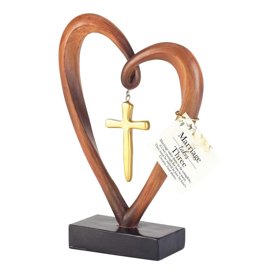 Tabletop Figurine Heart Gold Cross by Dicksons