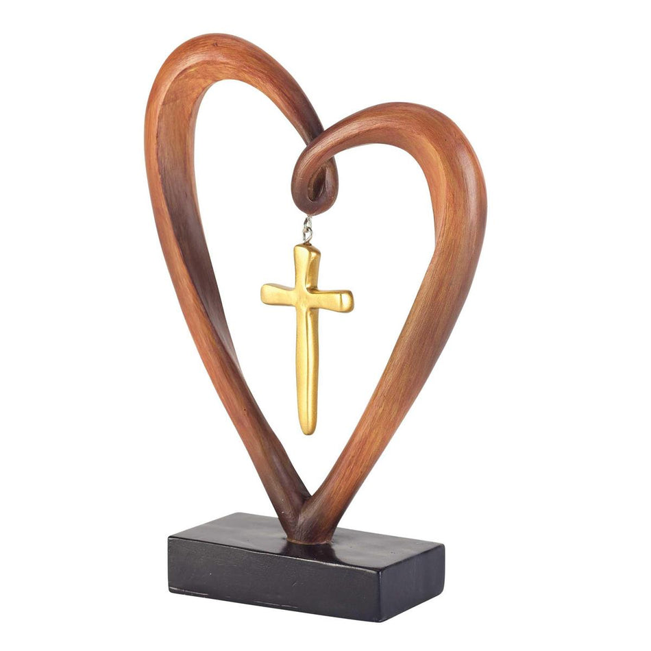 Tabletop Figurine Heart Gold Cross by Dicksons, product view 2