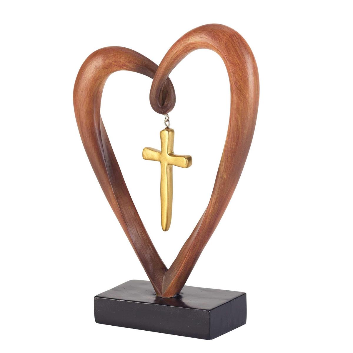 Tabletop Figurine Heart Gold Cross by Dicksons, product view 3