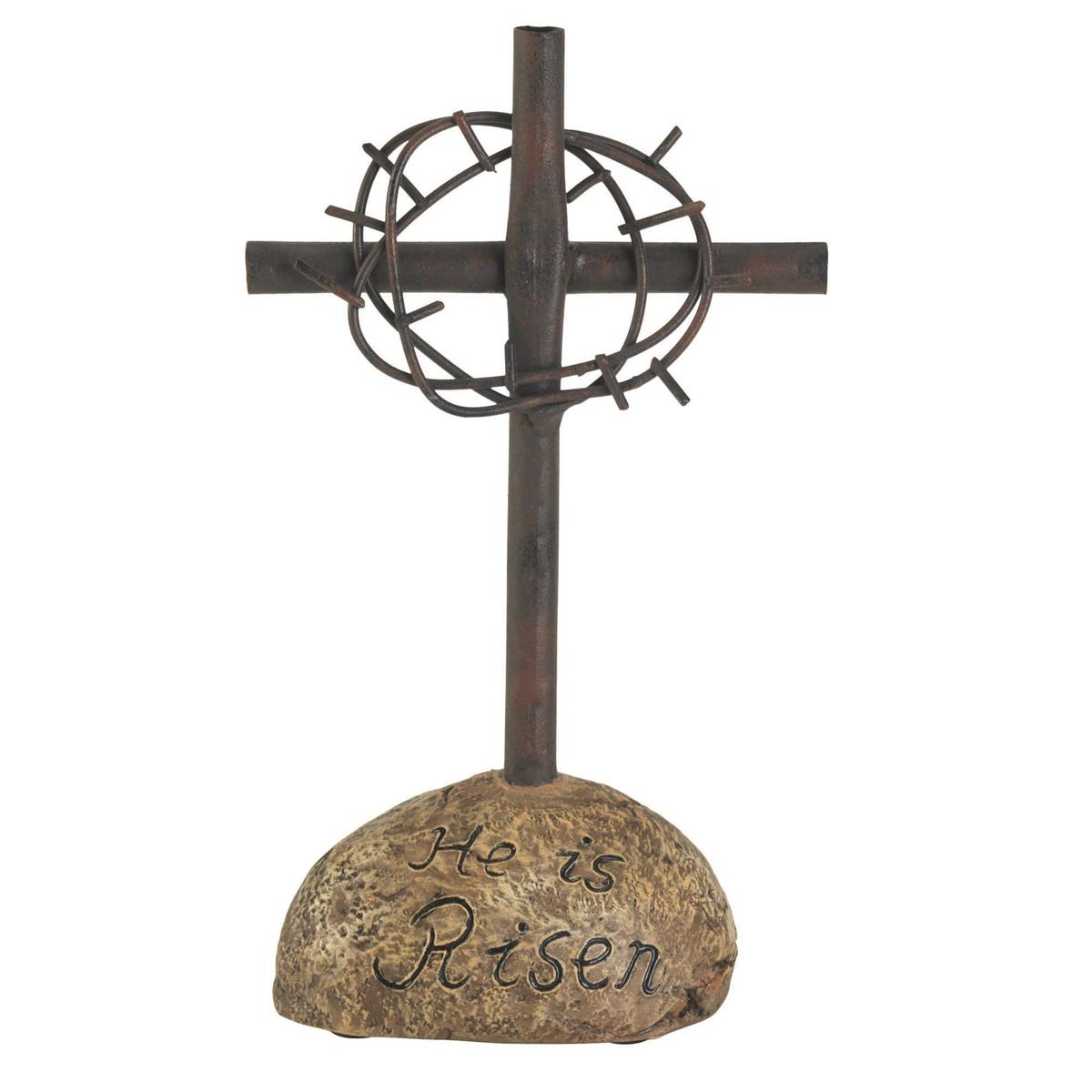 He Is Risen Laser Engraved Decorative Encouraging Brown 4 x 7.9 Resin Tabletop by Dicksons