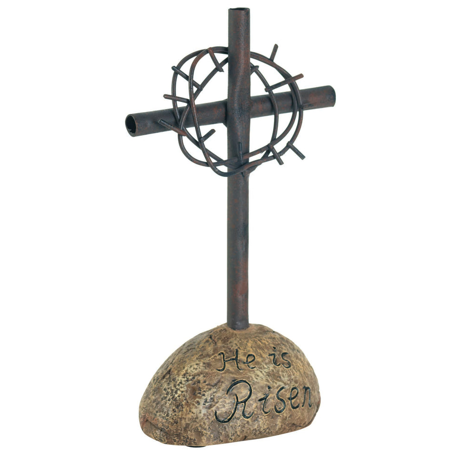 He Is Risen Laser Engraved Decorative Encouraging Brown 4 x 7.9 Resin Tabletop by Dicksons, product view 2