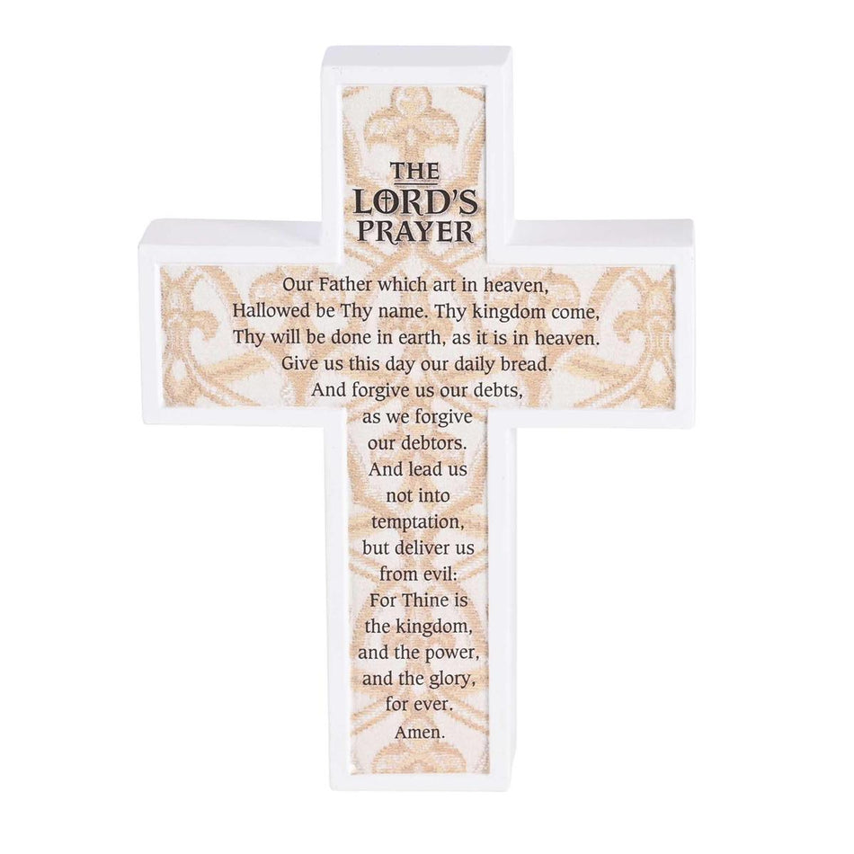 KJV The Lords Prayer, Multicolor 5.5 x 4.25 Inch Resin Tabletop Block Cross by Dicksons, product view 2