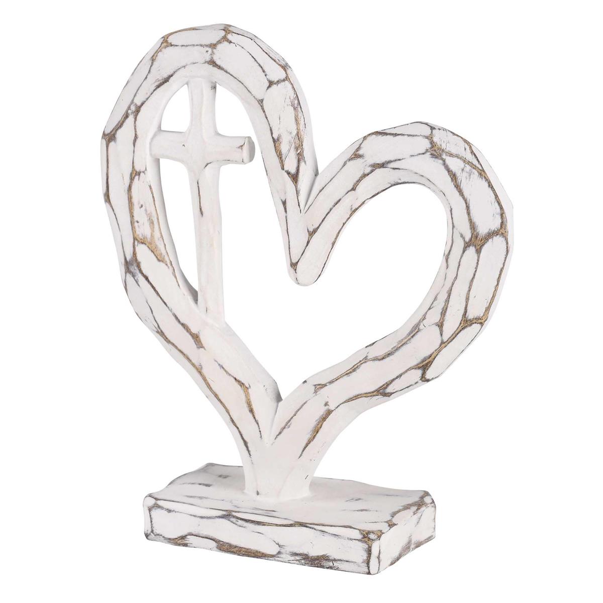 Tabletop Heart With Cross White 6H by Dicksons