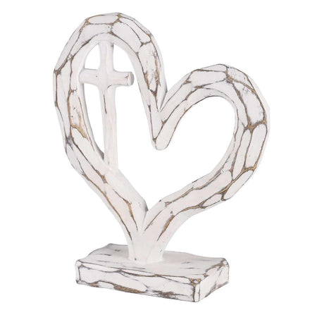 Tabletop Heart With Cross White 6H by Dicksons