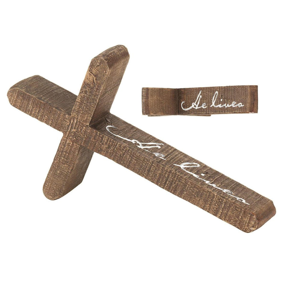 He Lives Slanted Tabletop Cross by Dicksons