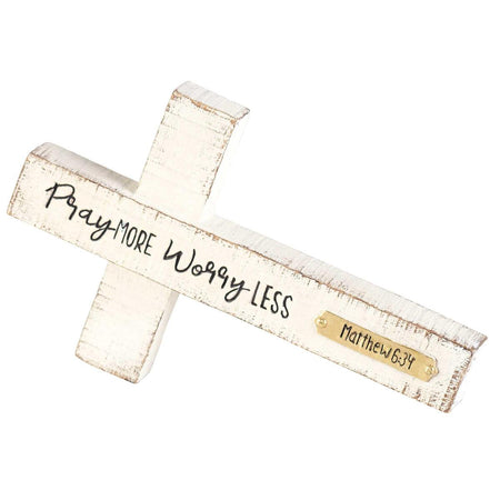 Tabletop Cross Pray More Worry Less by Dicksons