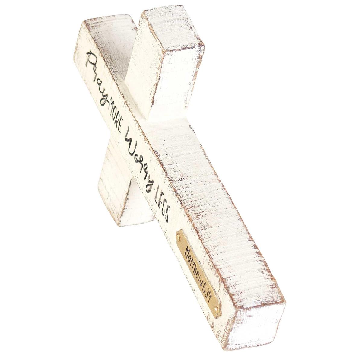 Tabletop Cross Pray More Worry Less by Dicksons, product view 2