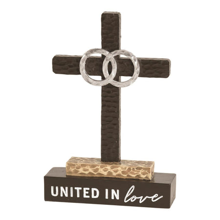 Cross Tabletop United in Love Silver Rings 8"H by Dicksons