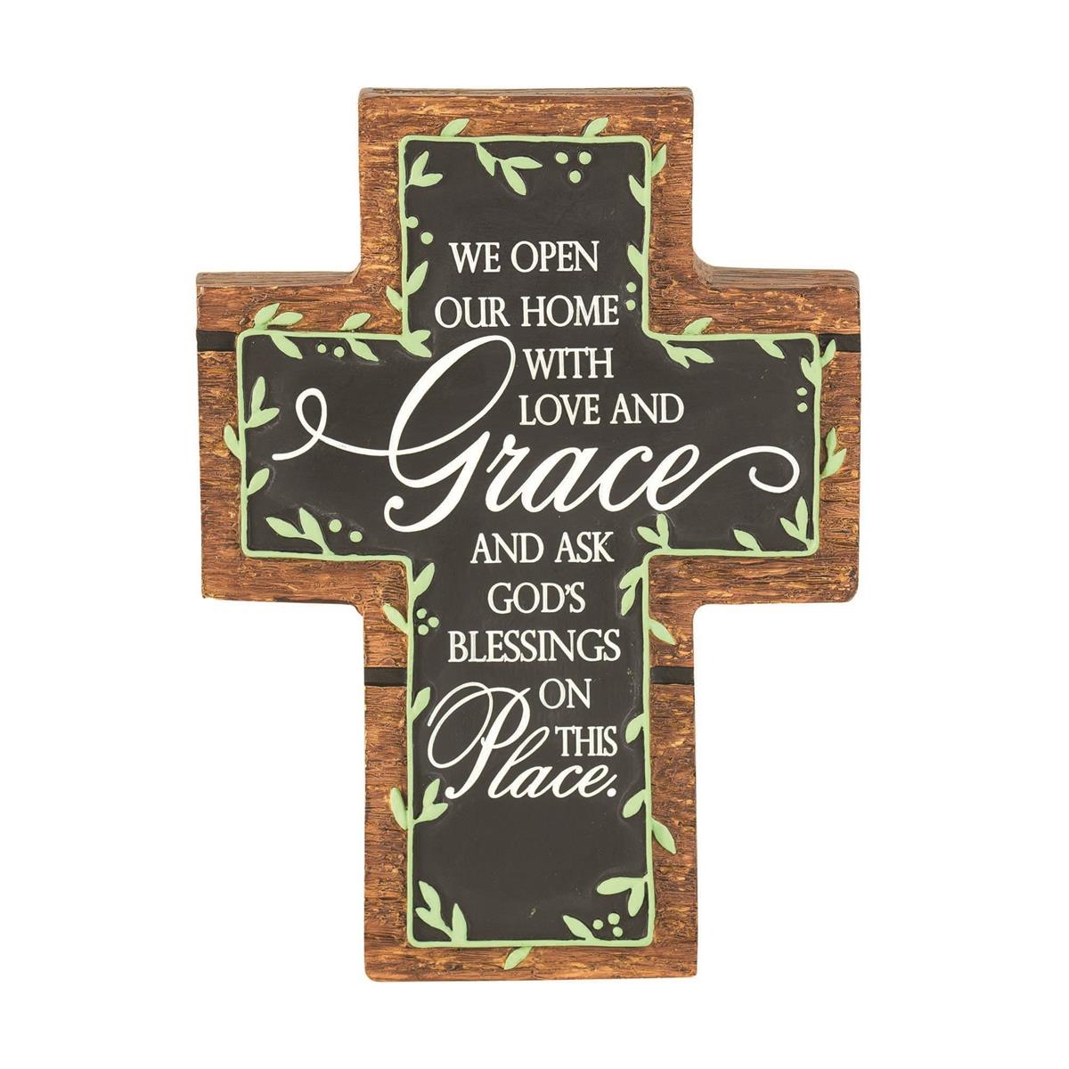 Tabletop Cross We Open Our Home Resin 6H by Dicksons, product view 4