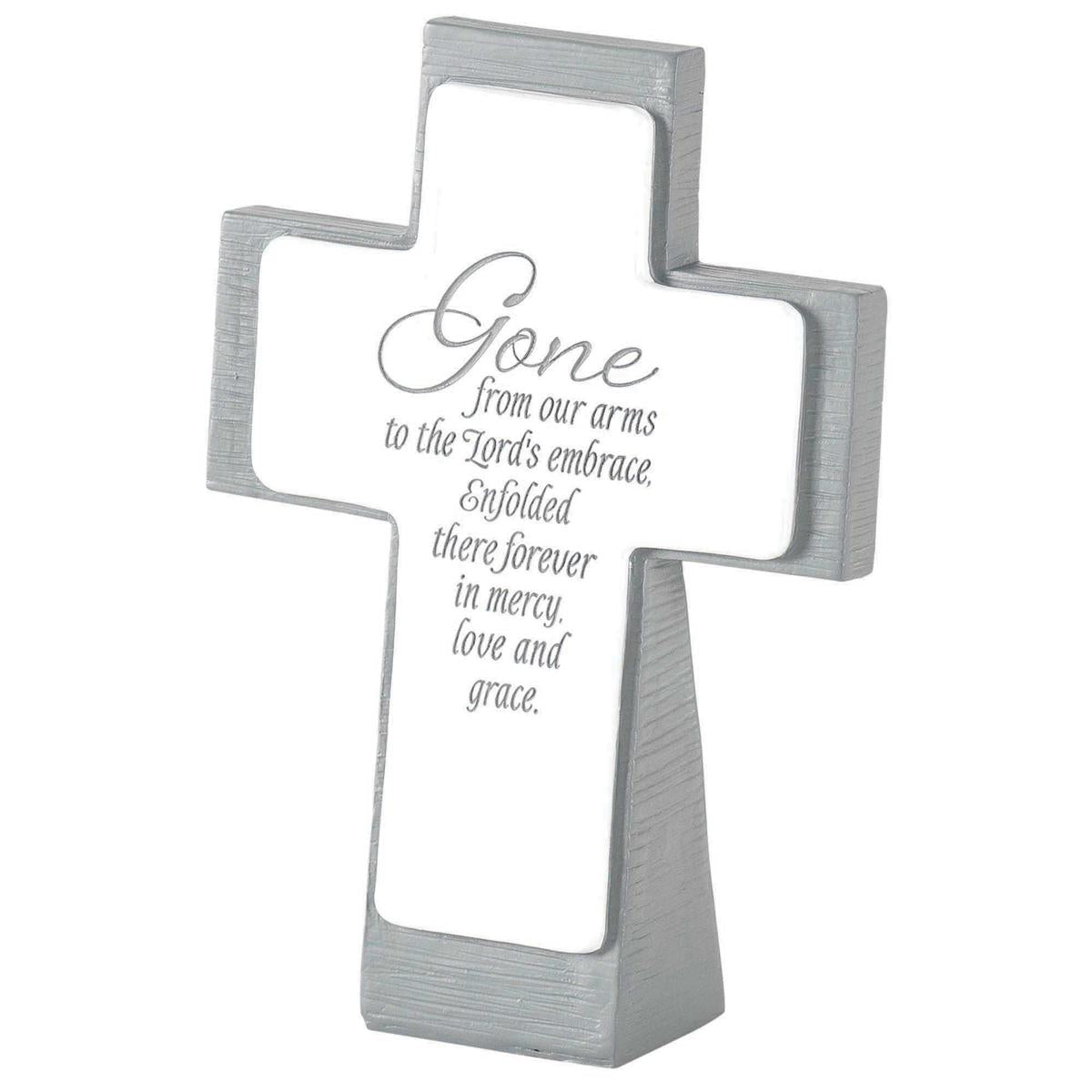 Gone From Our Arms Lord's Embrace White Cross 5 x 3.5 Resin Decorative Wall by Dicksons