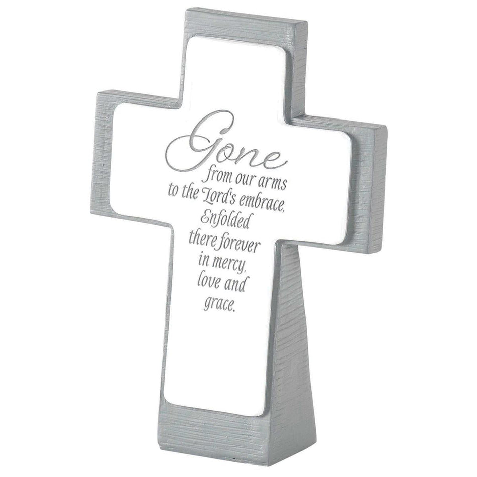 Gone From Our Arms Lord's Embrace White Cross 5 x 3.5 Resin Decorative Wall by Dicksons