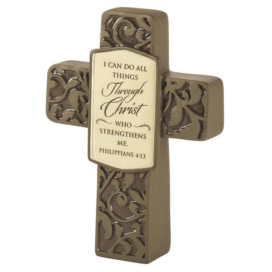 I Can Do All Things Green Tone 5.5 x 4 Resin Table Top Cross by Dicksons