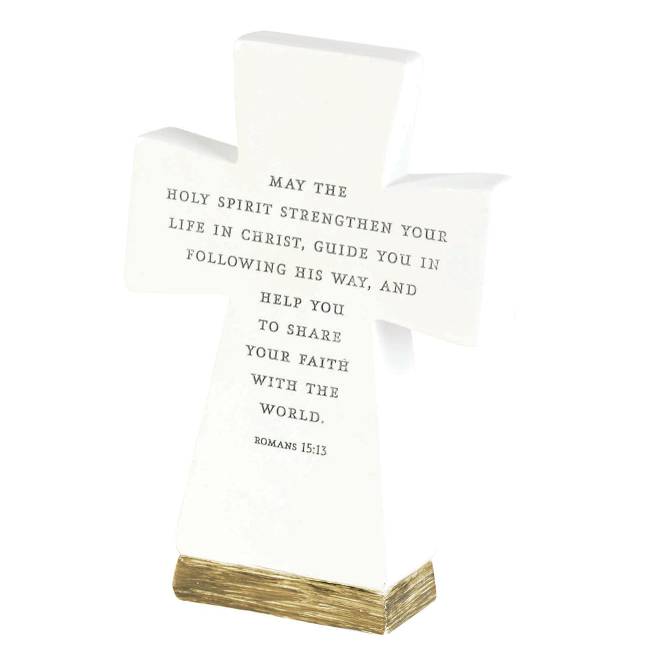 My First Communion Woodgrain Base Engraved Decorative White 6 x 3 Resin by Dicksons, product view 2